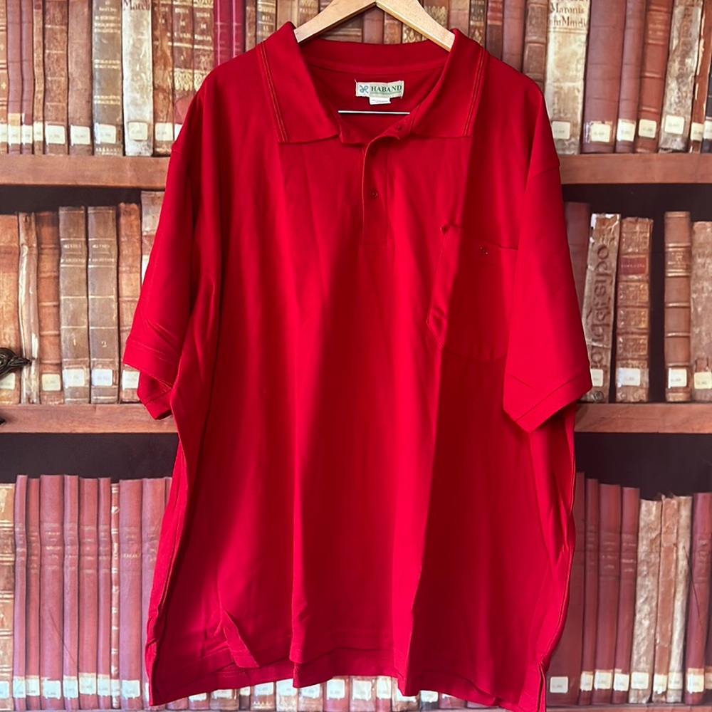 Vintage Haband Men’s 4XL Red Pocket Polo Shirt Big & Tall Classic